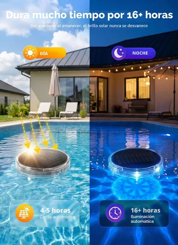 Vista 5 de Floating-Solar-Pool-Lights 1 Pack, RGBWW 12 Lighting Modes Remote Control