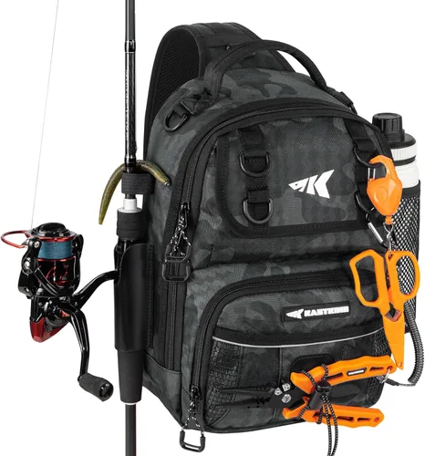 Vista 10 de KastKing Bolsa de Pesca con Eslinga BaitSpace, Mochila de Pesca con Soporte para Caña y Bebidas, Bolsa de Aparejos para Equipo de Pesca