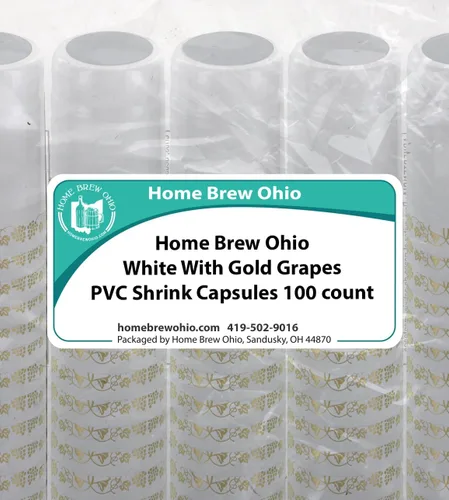 Vista 3 de Cápsulas termorretráctiles de PVC para botellas de vino - 100 unidades (blanco con oro)