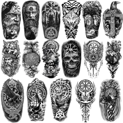 Vista 10 de Tatuajes temporales para hombres y mujeres adultos, 77 hojas de calcomanías de tatuaje falsas, lágrimas de serpiente, relojes, planetas