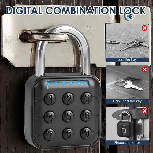Vista 2 de Cerradura de combinación para casillero 6 dígitos contraseña digital candado para gimnasio Code Combo Aluminum Alloy Lock Push Button Security