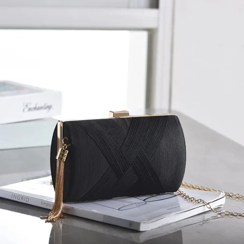 Vista 2 de Bolso de mano para mujer, bolso de mano de noche con borla, bolso cruzado y bolso de hombro para fiesta de noche de boda