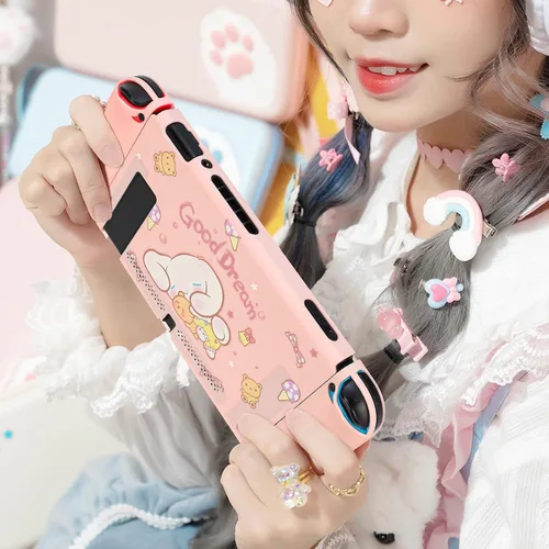 Vista 3 de DLseego Dockable Protective Case for Switch, Newest Pattern Cover with Anti-Scratch and Shock-Absorption Design Hard Cover with 2 pcs Thumb Grips