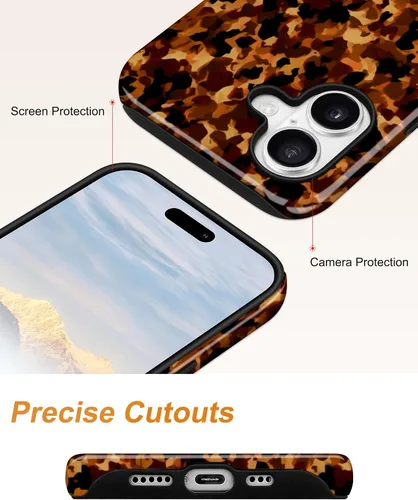 Vista 497 de Jusy Funda compatible con MagSafe con estampado de caparazón de tortuga marrón para iPhone 7/8/SE, cubierta protectora de TPU suave magnética