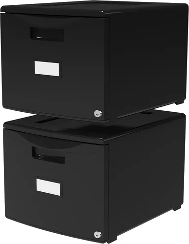 Vista 17 de Storex gabinete de un solo cajón de mini archivo con cerradura, 18.25 x 14.75 x 12.75 in, color negro, (61265B01C), Negro Total 1