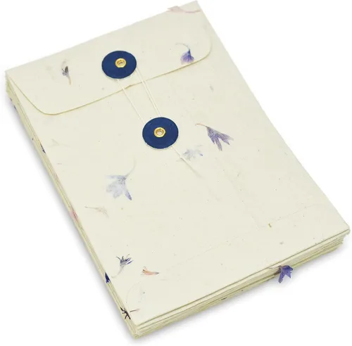 Vista 4 de Kathmandu Valley Co. Sobre de papel Lokta hecho a mano con cierre de botón de cuerda, funda para documentos, para invitaciones, correos, 4.5 x 6.5