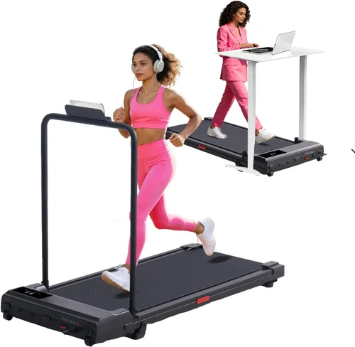 Vista 8 de Portable Walking Pad Treadmill for Home, Treadmills with Handles, 3.0HP Compact Walking Pad Treadmill with Handle Bar, 0.6-7.6MPH Mini Walking