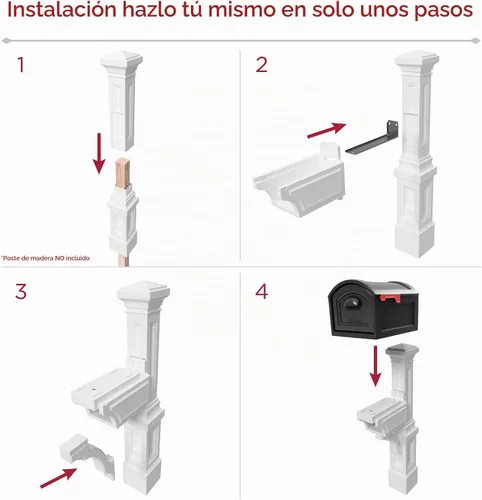Vista 4 de Step2 Atherton Buzón y poste extra grande, resistente a la intemperie, buzones grandes para exteriores, hechos de plástico duradero, fácil de Correo