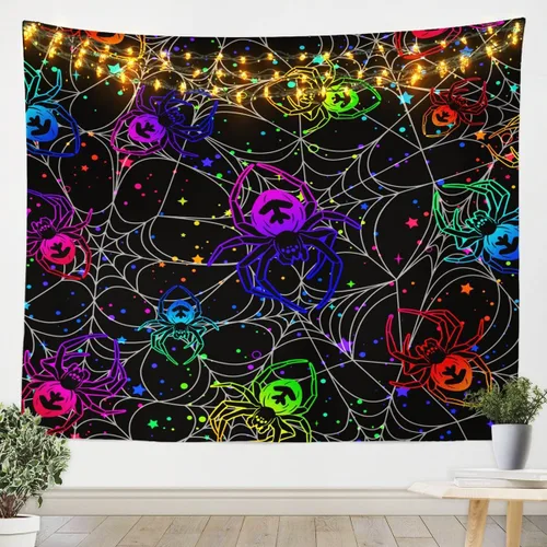 Vista 21 de Feelyou Halloween Wall Art for Bedroom Living Room Cartoon Ghost Tapestry Decoration for Kids Boys Girls Red Tapestry Wall Hanging Ghost Festival