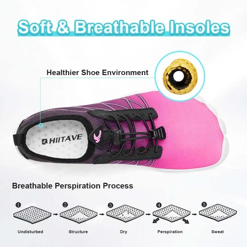 Vista 5 de HIITAVE Zapatos de agua antideslizantes, zapatos acuáticos descalzos, de secado rápido, ligeros con playa, río, piscina, para hombres y mujeres