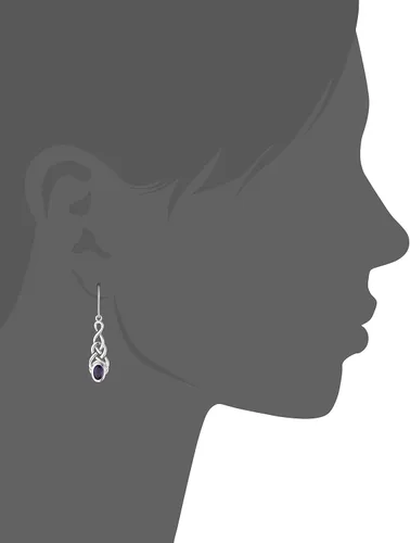 Vista 3 de Tienda Collection Sterling Silver Gemstones Celtic Knot Linear Drop Earrings