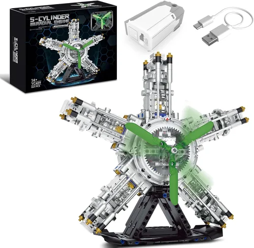 Vista 12 de V8 Kit de modelo de motor que funciona, construye tu propio mini motor de automóvil visible, juego de construcción de experimentos de ciencia física