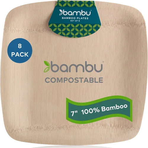 Vista 17 de Bambu Platos cuadrados de bambú de 9 pulgadas, paquete de 25