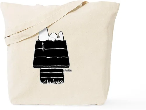 Vista 15 de CafePress Peanuts Snoopy Reusable Beige Canvas Tote Shopping Bag