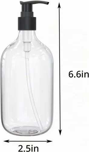 Vista 2 de Dispensador de Botella de Bomba de Plástico Transparente de 10 Onzas, Envase de Botella Vacía Recargable con Bomba para Aceite Esencial, Jabón