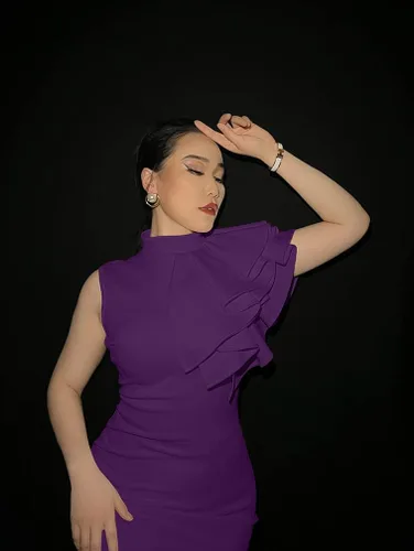Vista 6 de XXTAXN - Vestido de cóctel entallado, formal, sin mangas y con volados para mujer, vestido de tubo por debajo de la rodilla