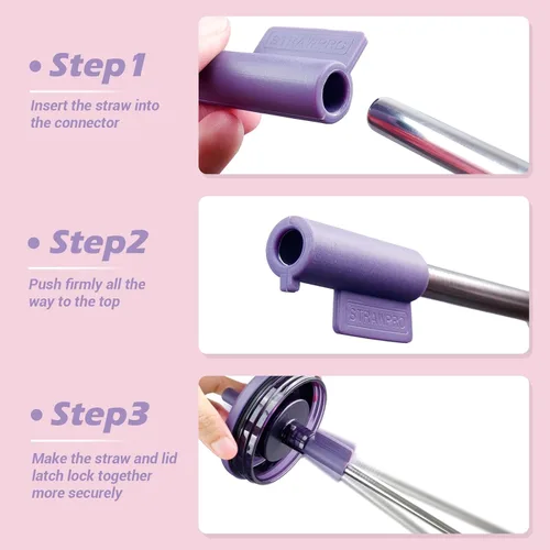 Vista 7 de Jetstop Kit de popote compatible con Brumate Era de 40 onzas, 2 popotes de acero inoxidable con conectores de popote de silicona, anillos de sellado