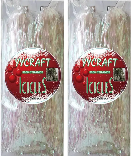 Vista 15 de YYCRAFT Icicles Tinsel 3000 Strand, Negro