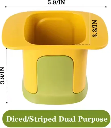 Vista 6 de Picador y cortador de verduras, amarillo y verde, corta frutas y verduras rápidamente