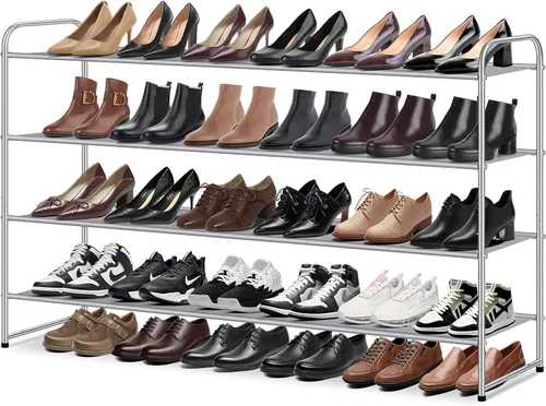 Vista 11 de MISSLO Zapatero largo de 2 niveles para armario, organizador de zapatos con capacidad para 18 pares, estante de almacenamiento de zapatos ancho