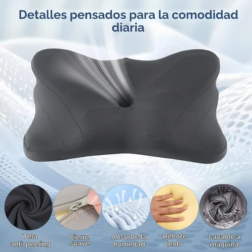 Vista 5 de Sweetcrispy Almohada cervical para cuello y hombro, almohadas ergonómicas de espuma viscoelástica, contorno lateral para adultos, soporte ortopédico