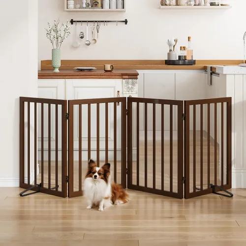Vista 9 de Puerta plegable negra para mascotas de 18-55 pulgadas para escaleras y puertas, valla de puerta para cachorros