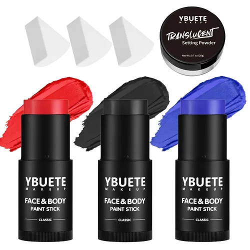 Vista 12 de YBUETE Blanco Negro Cara Cuerpo Pintura Palo Set para Halloween Cosplay SFX