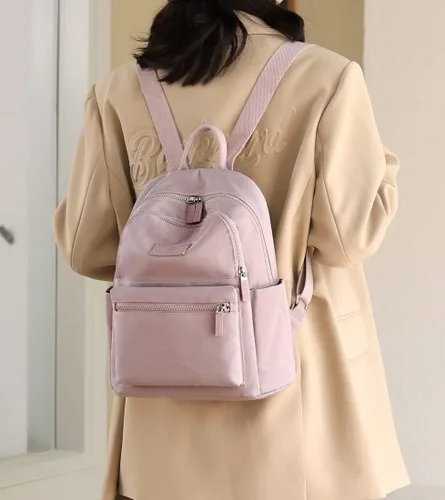 Vista 7 de Collsants Pequeña mochila de nailon para mujer, ligera, mini mochila de viaje, Rosado, Mochila de moda