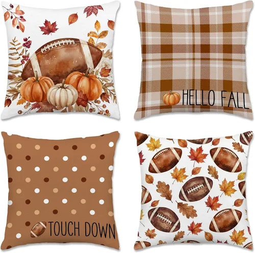 Vista 32 de pinata Juego de 4 fundas de almohada de otoño de 18 x 18 pulgadas