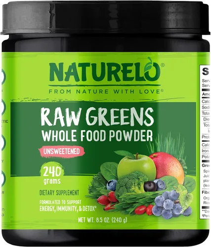 Vista 10 de NATURELO Polvo de superalimento de verduras crudas 240 gramos, mezcla de bayas - Apoya la energía, la inmunidad y la desintoxicación - Incluye