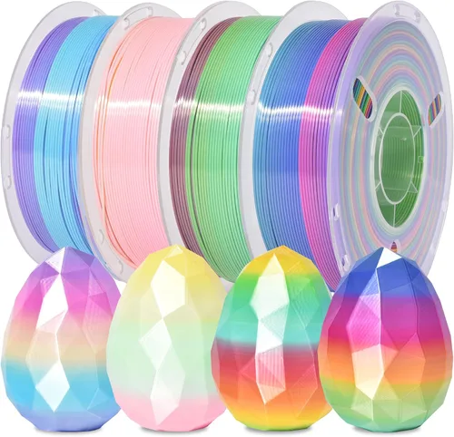 Vista 42 de Silk Rainbow 3D Printer Filament 1.75mm Multi-Color PLA Filament Fast Color Change Candy Color 3D Printing Filament, 1kg Spool Color caramelo