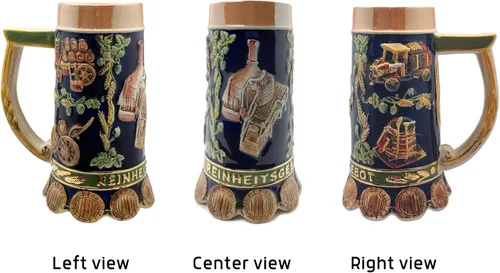 Vista 5 de Essence of Europe Gifts OktoberfestHaus - Taza grabada para amantes de la cerveza de 0.9 litros Reinheitsgebot (Ley de pureza de Alemania), taza