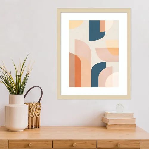 Vista 5 de Amanti Art Lienzo decorativo para pared, diseño geométrico retro de 21 x 17 pulgadas, por Kathrin Pienaar, arte abstracto para pared, decoración