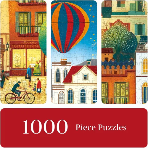 Vista 3 de Rompecabezas de 1000 piezas para adultos, rompecabezas de arquitectura vintage, rompecabezas de 27.6 x 19.7 pulgadas, 1000 piezas para adultos