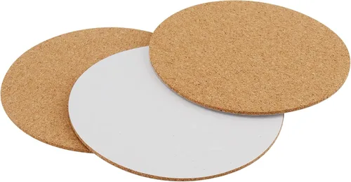 Vista 4 de SHEUTSAN 240 piezas de corcho autoadhesivo redondo de 4 x 4 pulgadas, hojas de respaldo antideslizantes en blanco para posavasos, decoración