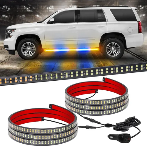Vista 9 de XRIDONSEN - 2 luces estroboscópicas de 60 pulgadas para estribo, color ámbar, luces de emergencia 720 LED Exterior Flashing Warning Hazard Caution