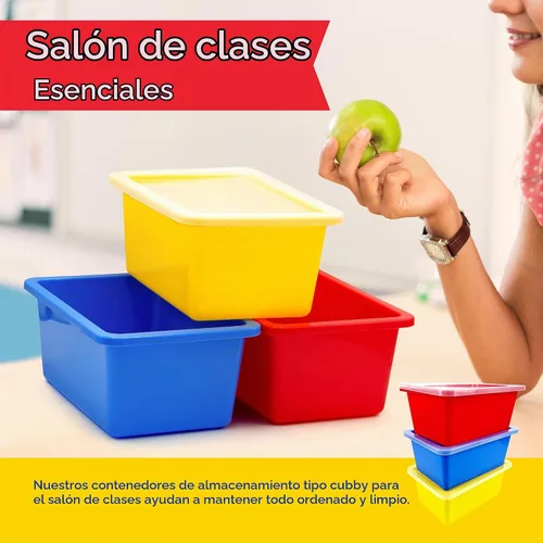 Vista 8 de 4E's Novelty Contenedores de almacenamiento de plástico con tapas, 5 cuartos de galón, paquete de 3, cubos de almacenamiento de plástico coloridos