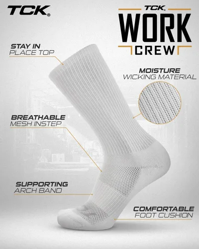 Vista 4 de TCK 3 pares de calcetines de trabajo y atletismo, XL, blanco, paquete de 3