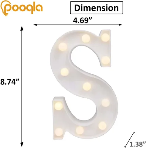 Vista 5 de Pooqla Letras con luces LED de marquesina, letras decorativas iluminadas en blanco cálido y blanco frío, letras del alfabeto iluminadas para niños