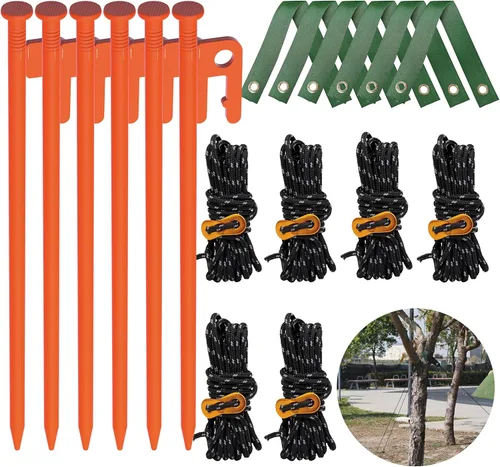 Vista 11 de Kit de estaca para árboles, estacas y soportes resistentes para árboles inclinados, estaca de metal para enderezar con 3 estacas para árboles