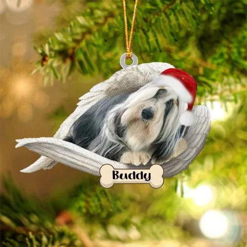 Vista 76 de Afghan Hounds - Adorno de Navidad con alas de ángel durmiente, recuerdo personalizado para perros 2024, adorno de forma acrílica, regalos