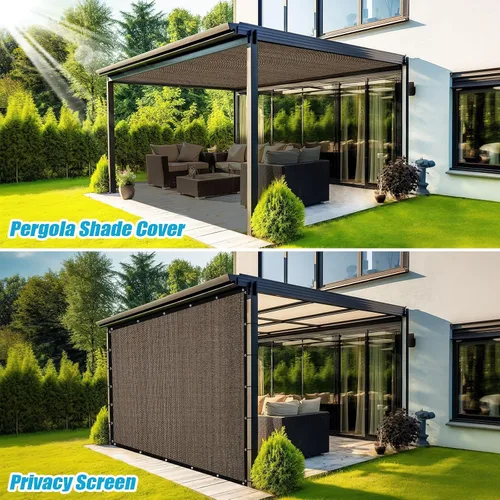 Vista 6 de Amagenix TR07 - Tela de 90 % sombra con ojales, 8 x 16 pies, pérgola de repuesto para jardín, patio al aire libre, moca