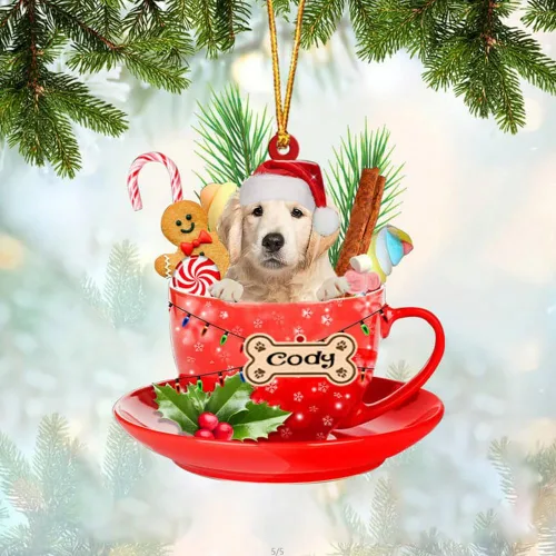 Vista 97 de NAZENTI Adorno personalizado de Alaskan Malamute en taza roja, adorno de Navidad personalizado para perros amantes de las mascotas, colgante