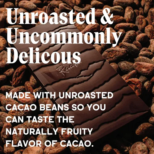 Vista 8 de Raaka Chocolate negro orgánico con sal marina rosa, 71% de cacao, chocolate negro gourmet, orgánico, vegano, sin gluten, kosher, barras de 1.8