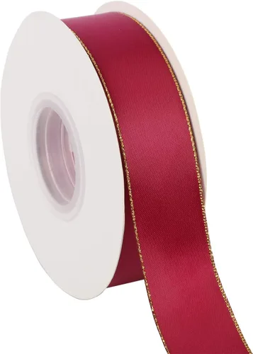 Vista 6 de ITIsparkle Cinta de satén de doble cara de 1 pulgada de 25 yardas con bordes dorados, 1 pulgada x 25 yardas - naranja otoñal