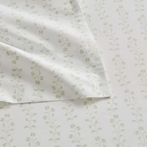 Vista 5 de Martha Stewart - Juego de sábanas de tamaño individual, sábanas refrescantes nítidas y entalladas con un tacto ligero de percal de algodón