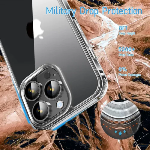 Vista 3 de Funda transparente para iPhone 12 Pro Max, funda cruzada para teléfono con correa ajustable de nailon para el cuello, funda transparente para iPhone