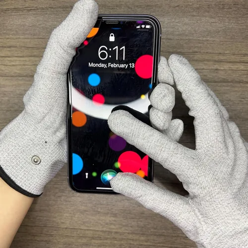Vista 6 de Guantes de conexión a tierra que contienen fibra plateada de nailon para alivio estático, pantalla táctil, gris, talla única disponible, 1 par