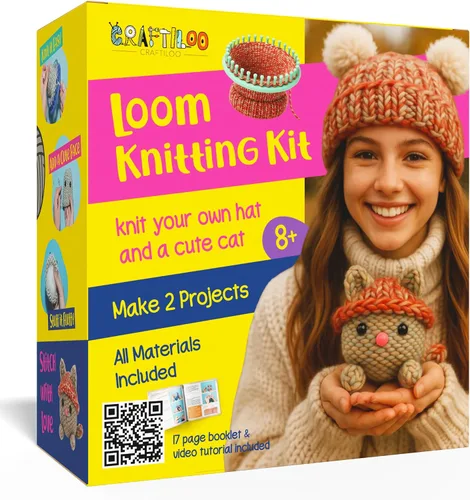 Vista 8 de CRAFTILOO Kit de Telar para Tejer y Ganchillo para Niños Kit de Ganchillo para Principiantes Kit de Tejer para Principiantes Telar de Tejer Kits