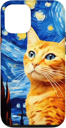 Vista 28 de Orange Tabby Cat Starry Night Vincent Van Gogh - Carcasa para iPhone 17